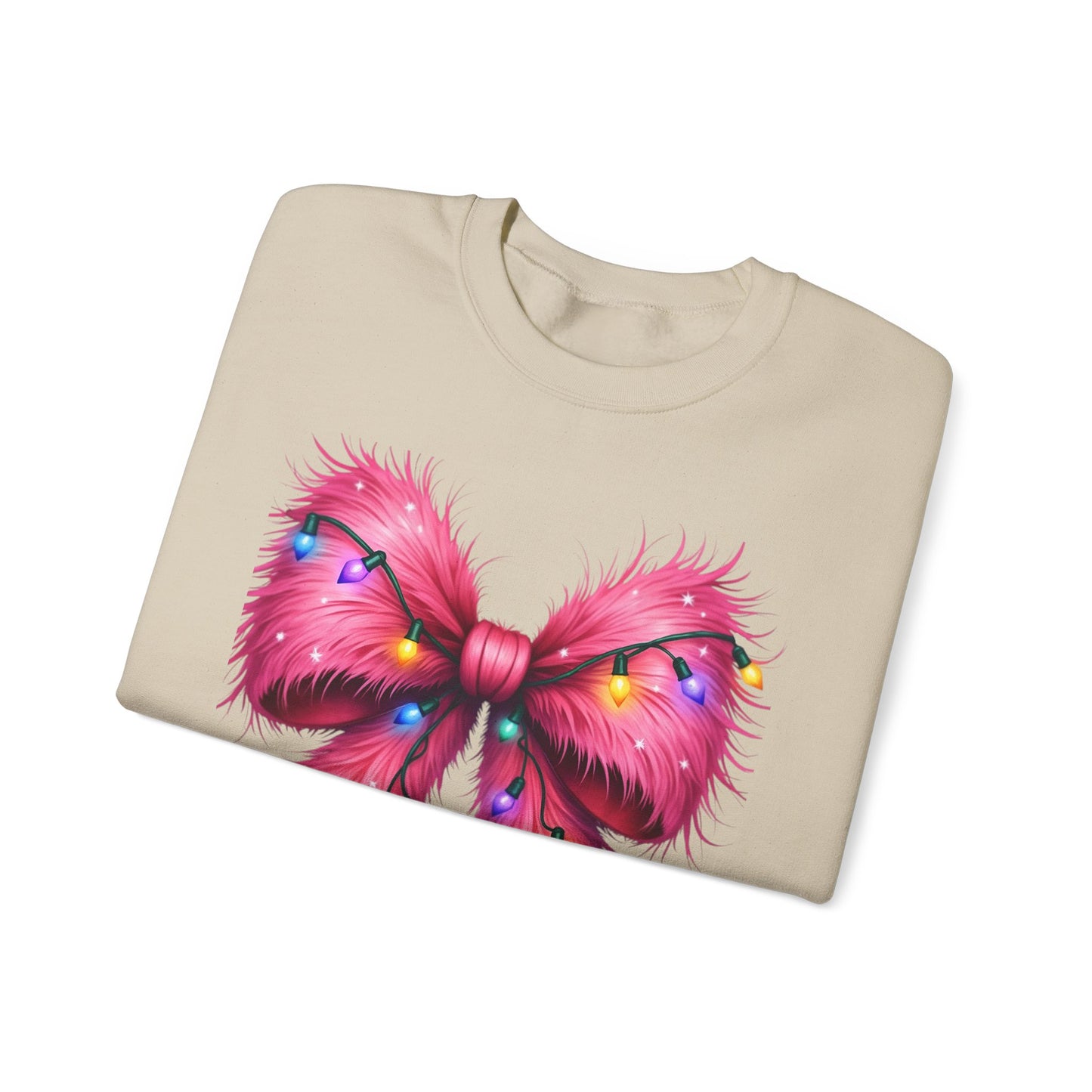 Furry Coquette Bow Christmas Lights Sweatshirt