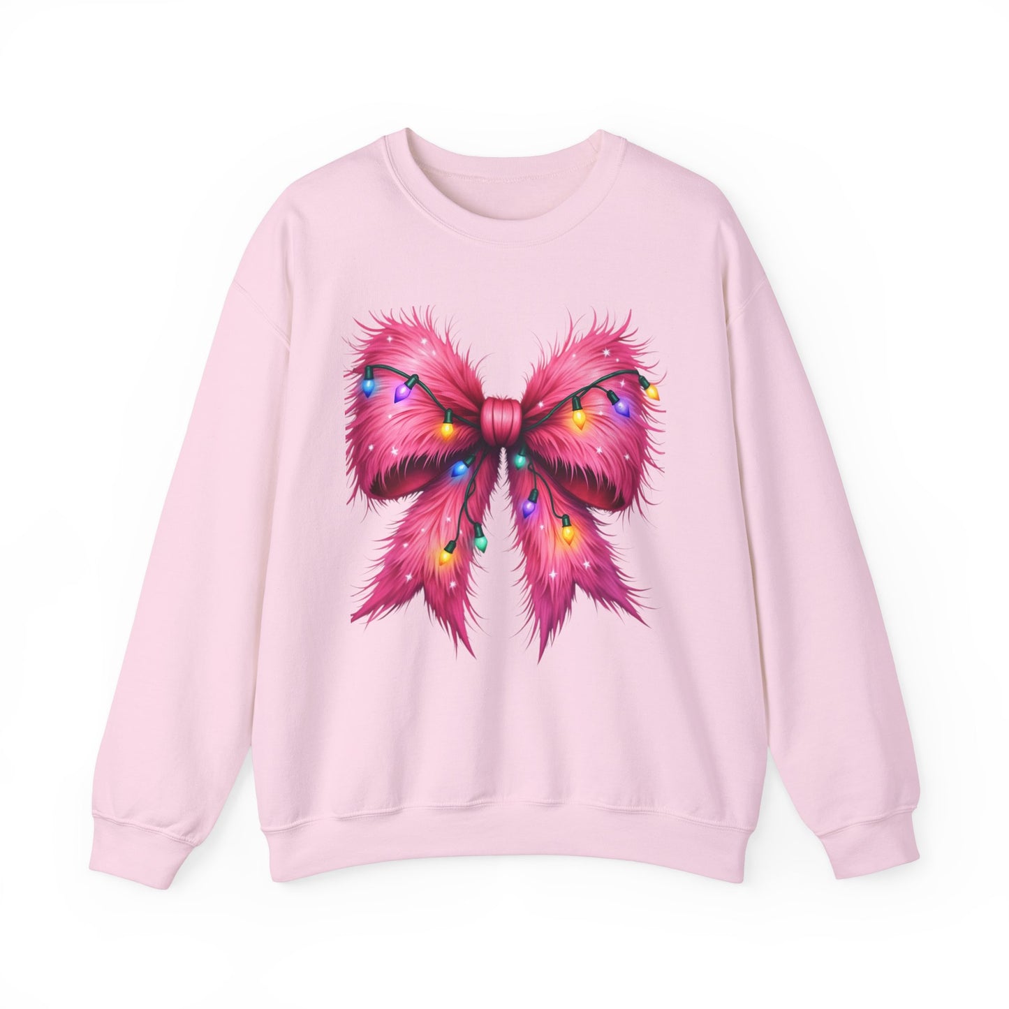 Furry Coquette Bow Christmas Lights Sweatshirt