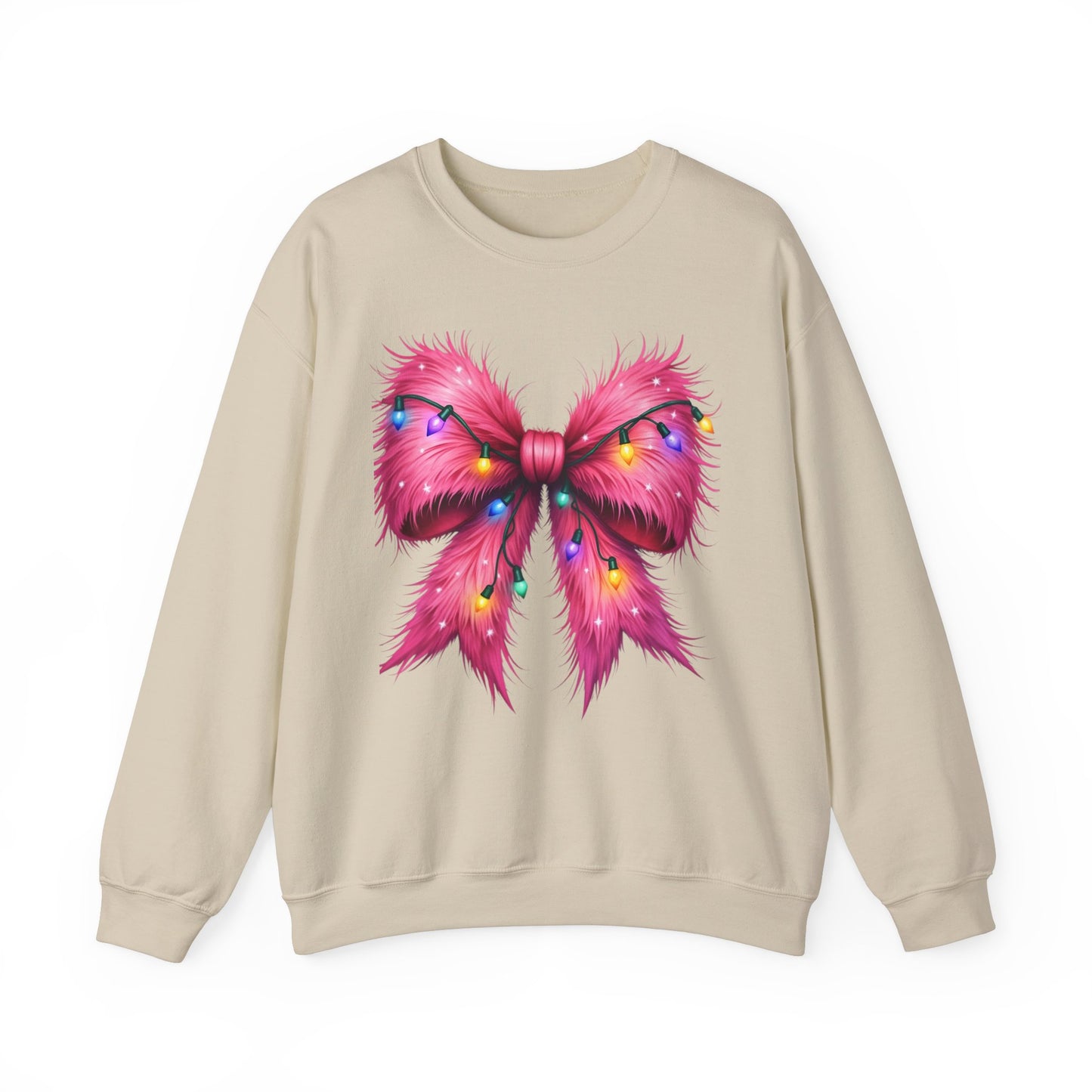 Furry Coquette Bow Christmas Lights Sweatshirt