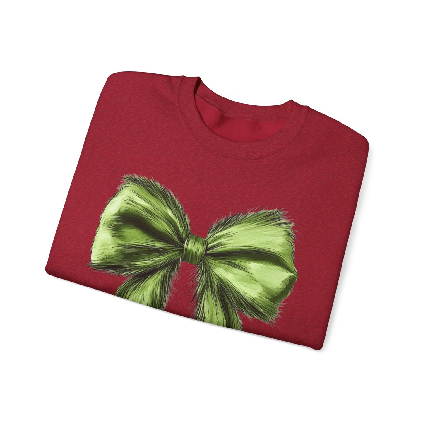 Mean Green Monster Furry Bow Crewneck Sweatshirt