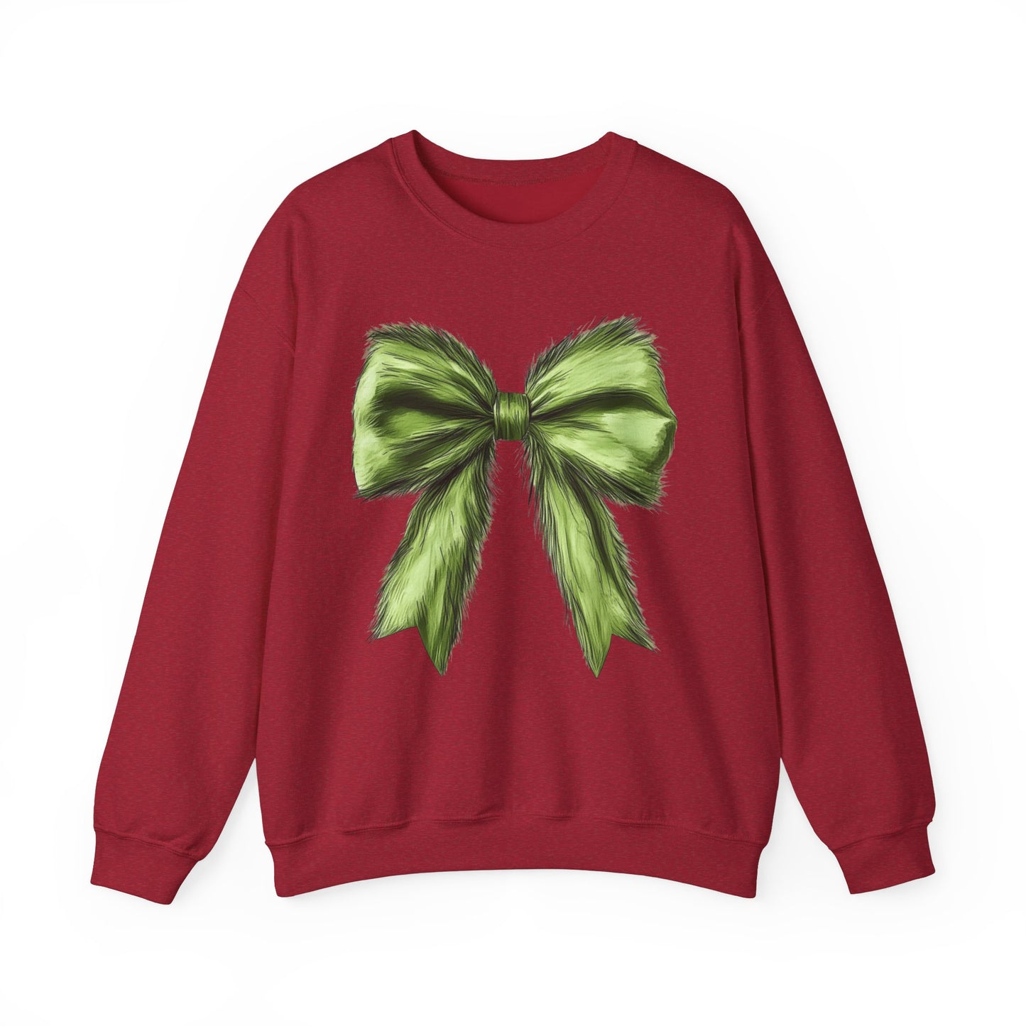 Mean Green Monster Furry Bow Crewneck Sweatshirt