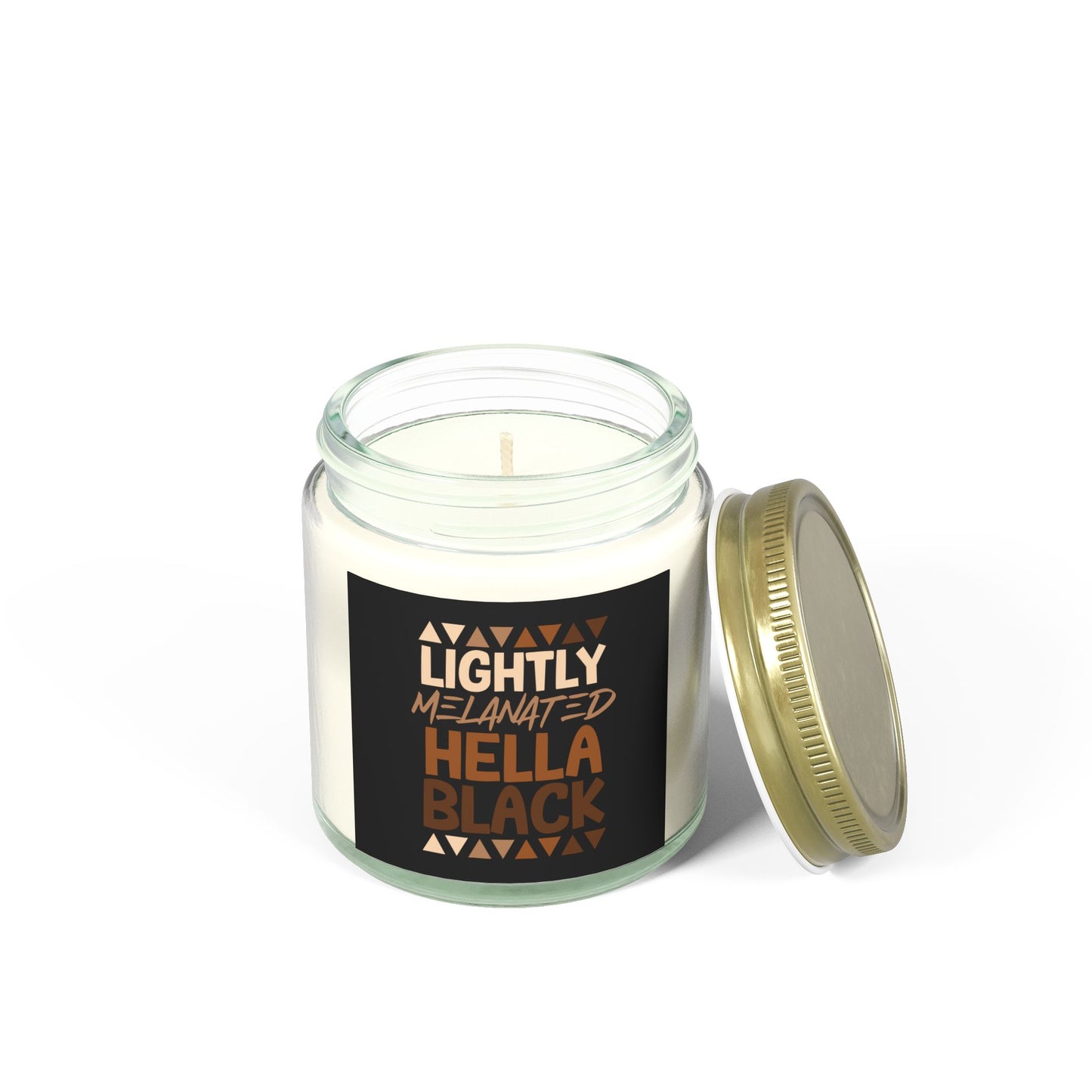 Lightly Melanated Hella Black Scented Candles, Coconut Apricot Wax (4oz)