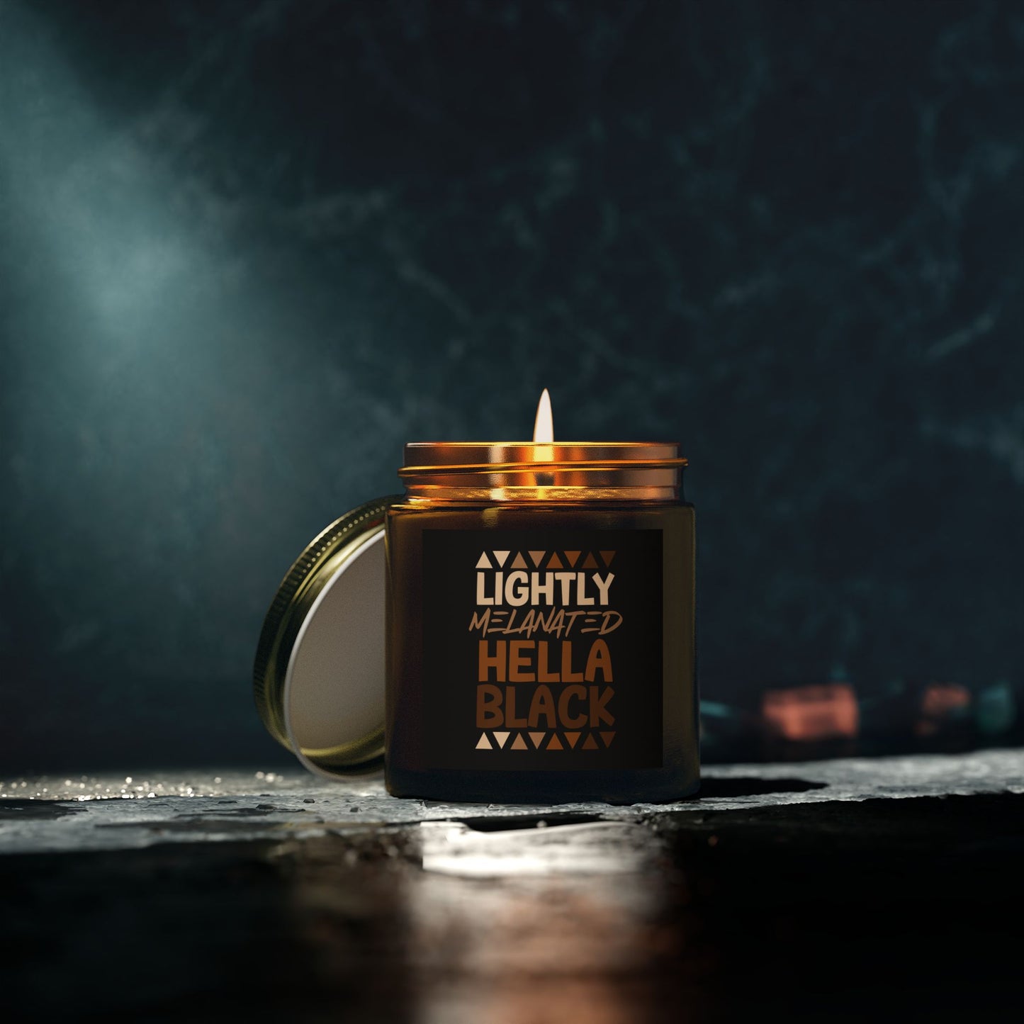 Lightly Melanated Hella Black Scented Candles, Coconut Apricot Wax (4oz)