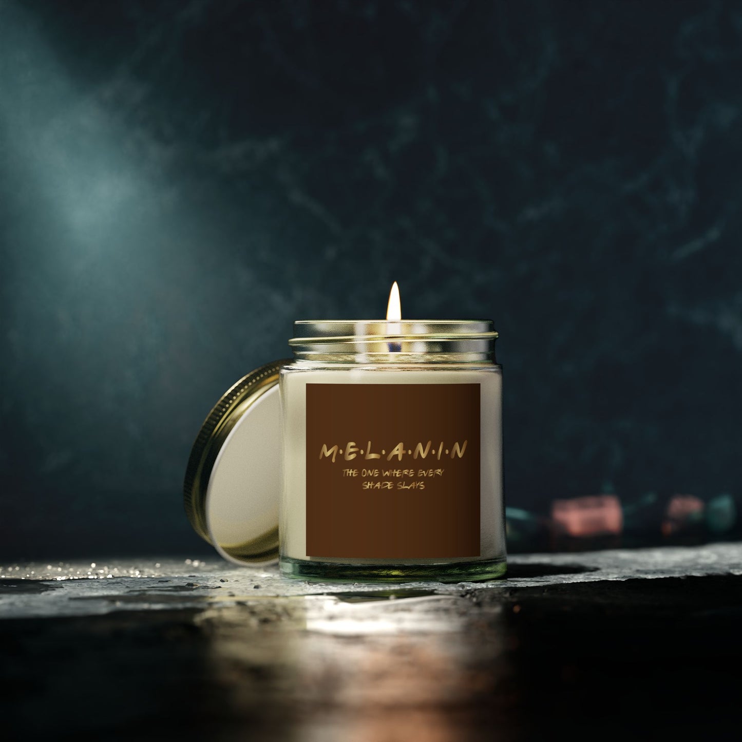 Melanin The one where every shade slays Scented Candles, Coconut Apricot Wax (4oz)