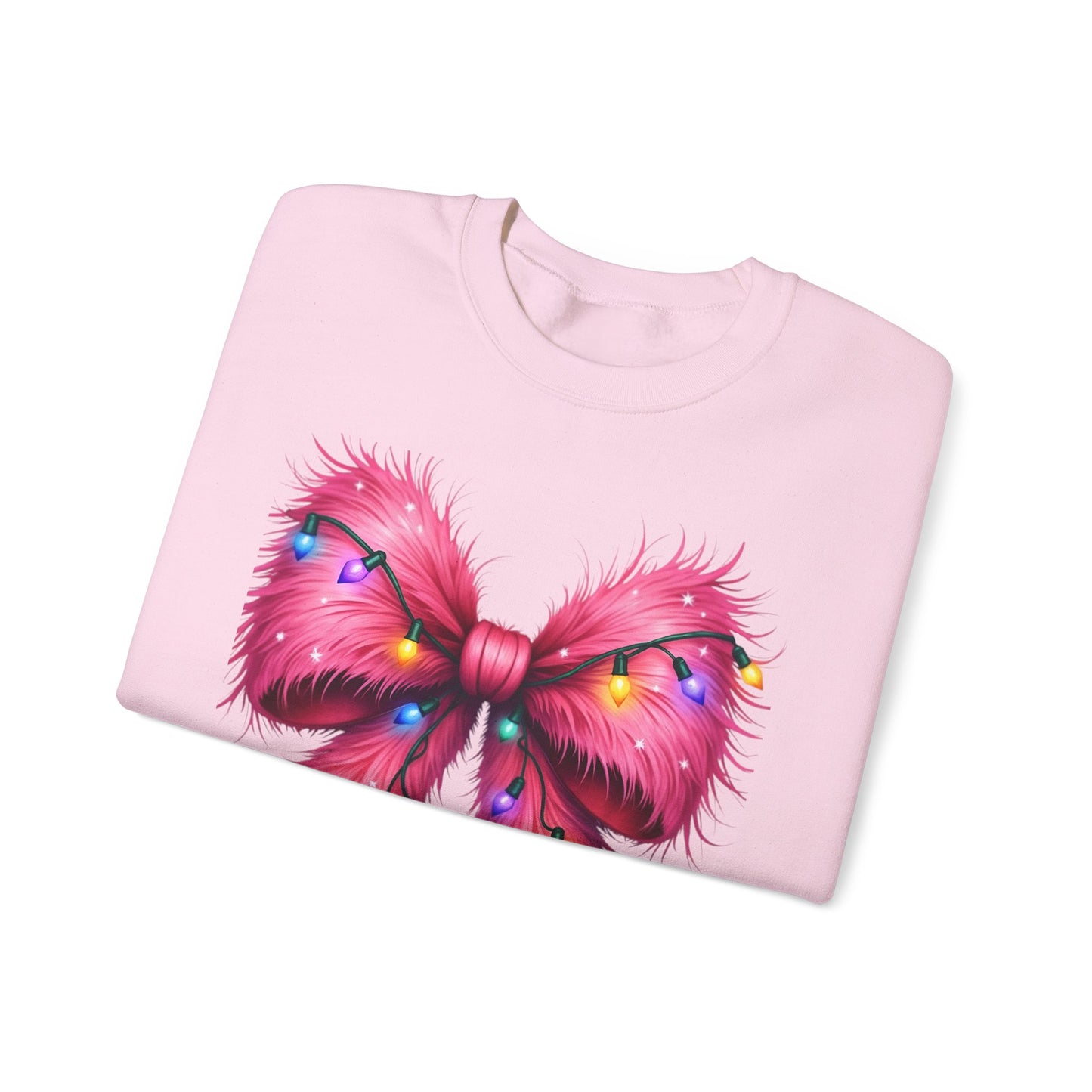 Furry Coquette Bow Christmas Lights Sweatshirt