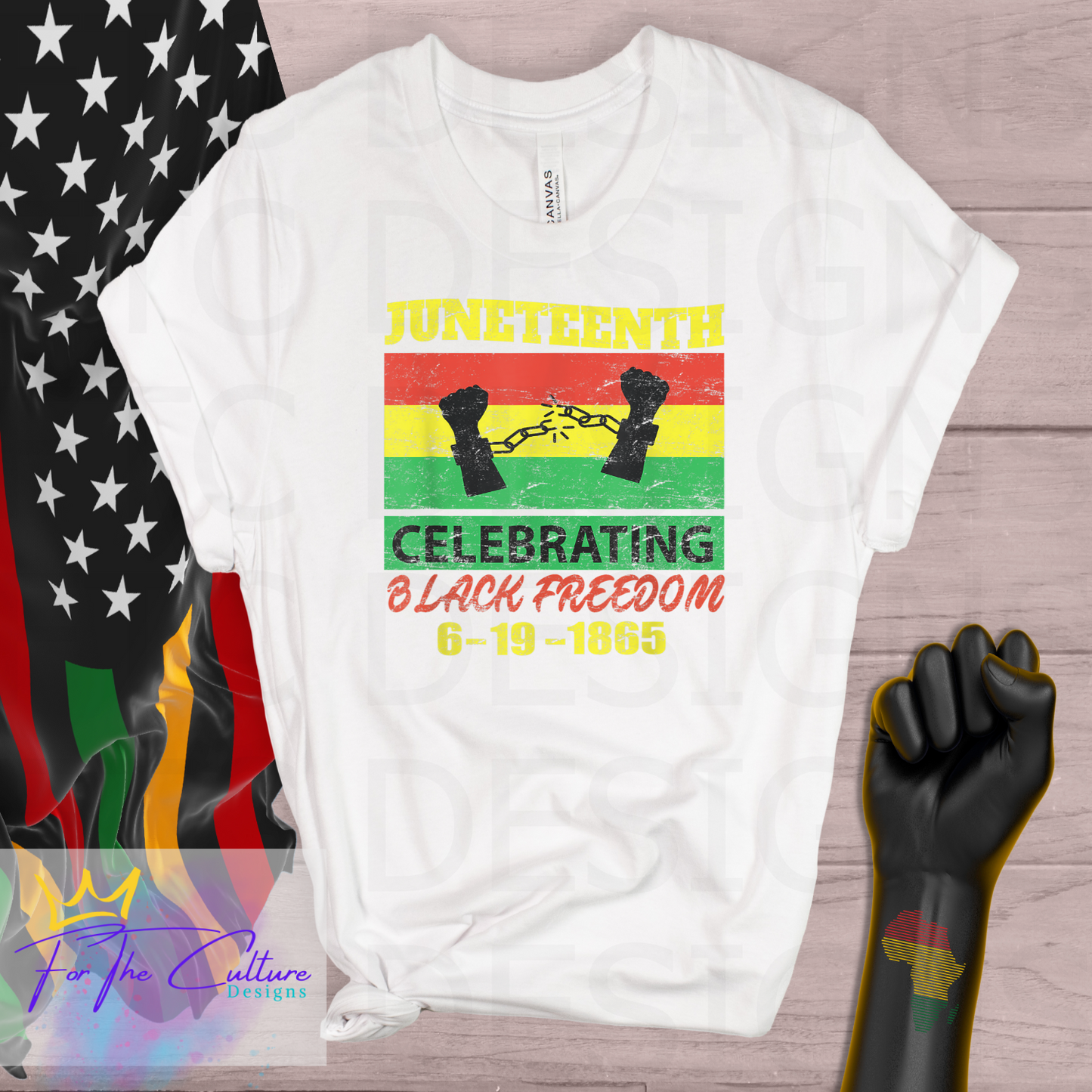 JUNETEENTH -HEART / FLAG / CHAIN BREAKING T-SHIRT