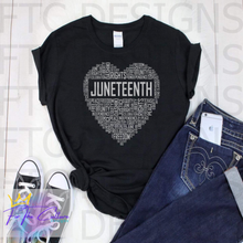 Load image into Gallery viewer, JUNETEENTH -HEART / FLAG / CHAIN BREAKING T-SHIRT
