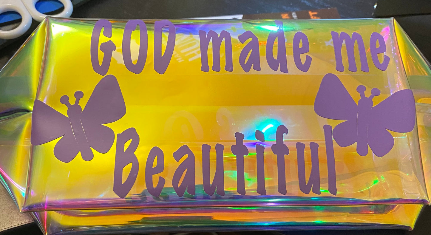 Holographic makeup bag