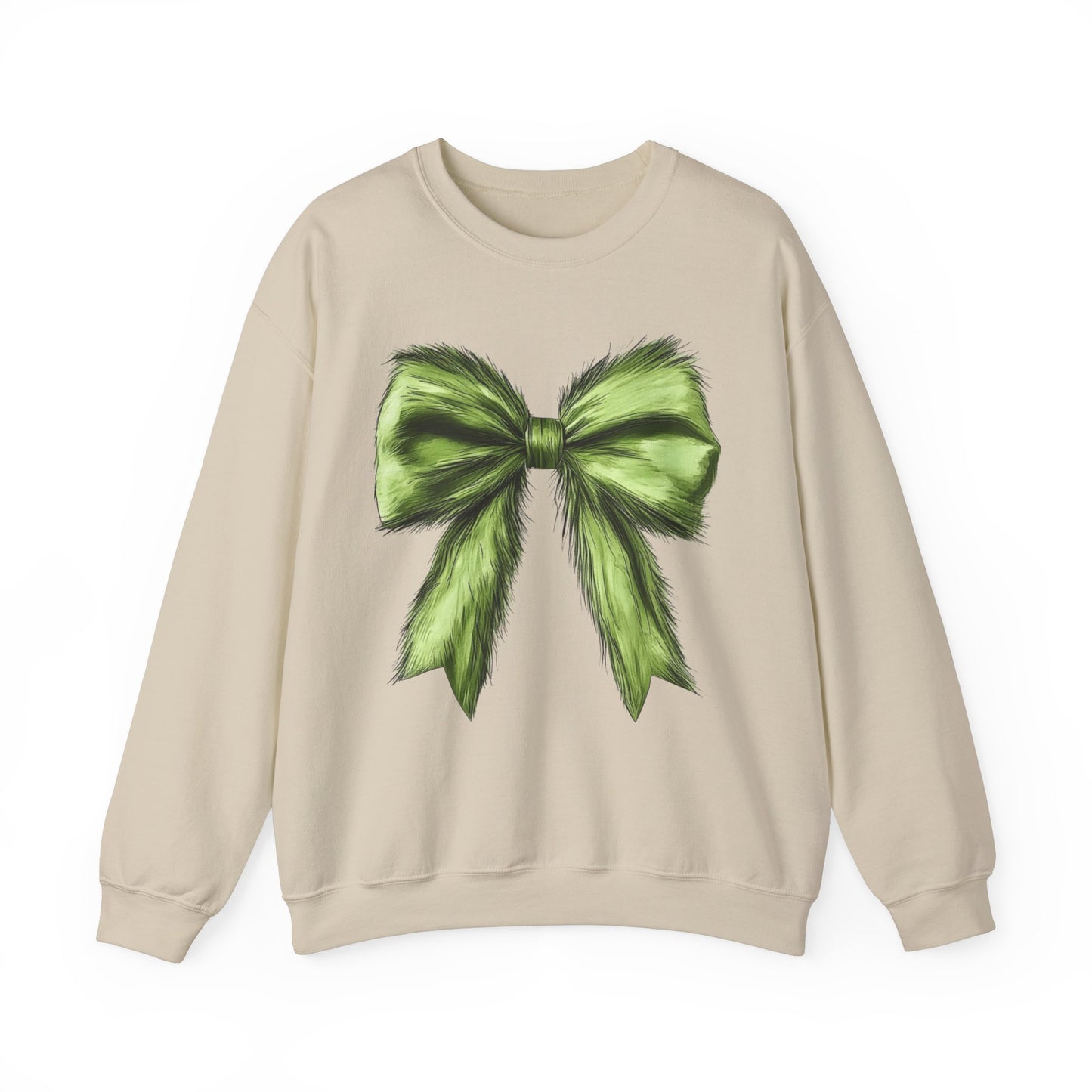 Mean Green Monster Furry Bow Crewneck Sweatshirt