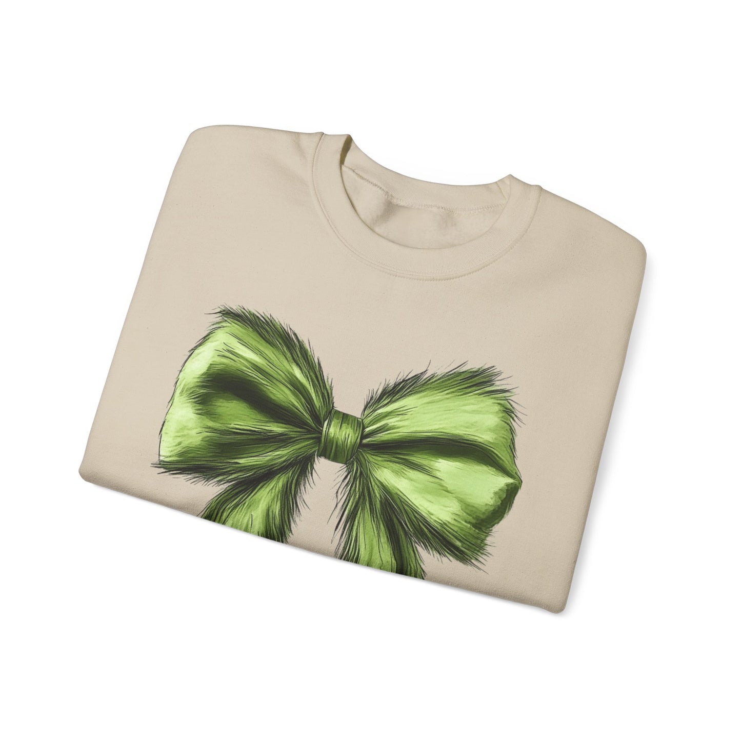 Mean Green Monster Furry Bow Crewneck Sweatshirt