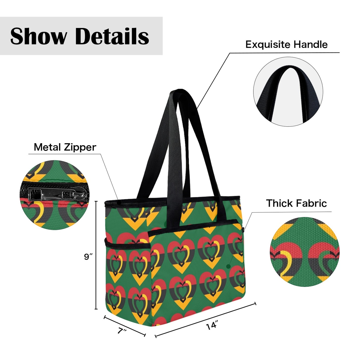 African Print Large Capacity Tote Bag