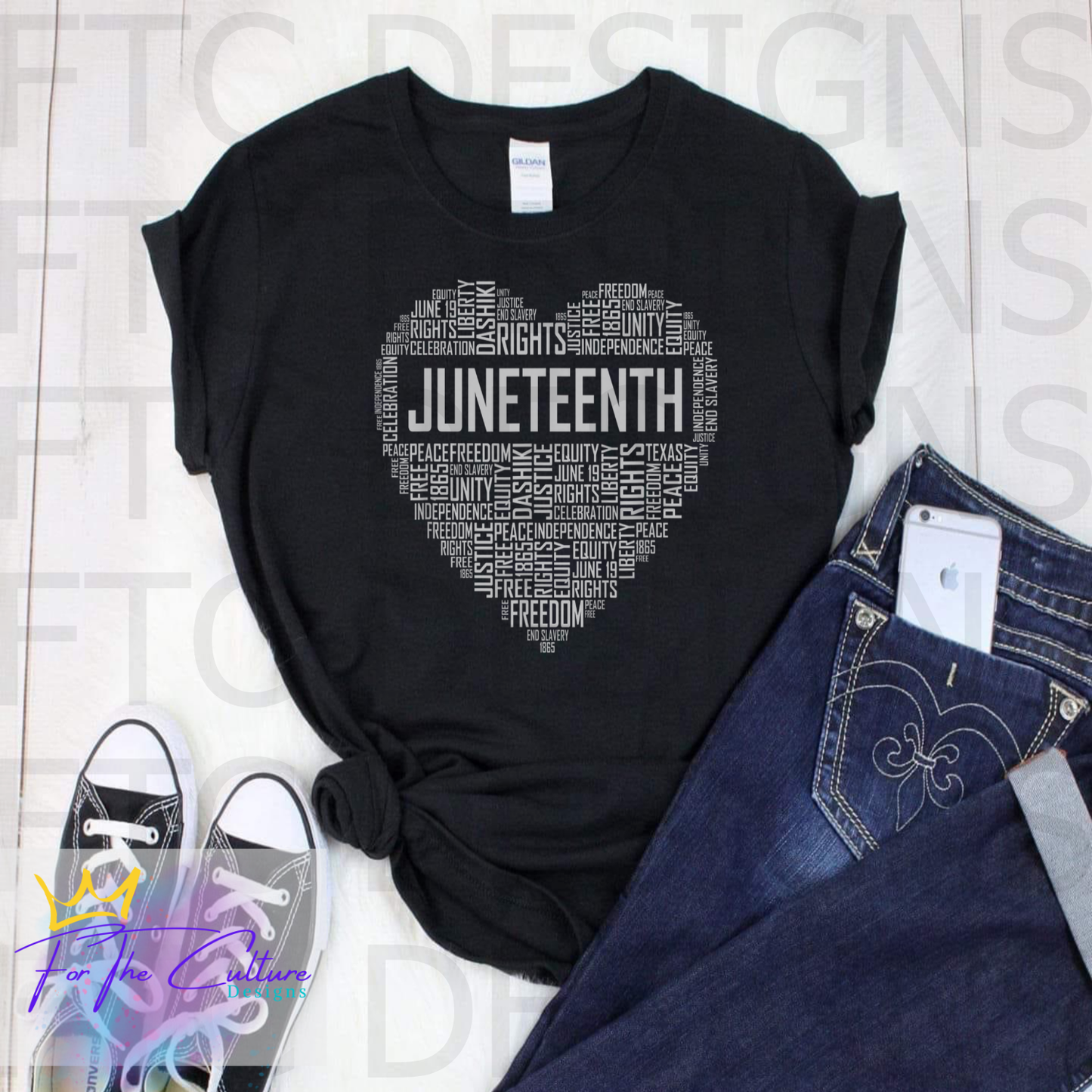 JUNETEENTH -HEART / FLAG / CHAIN BREAKING T-SHIRT