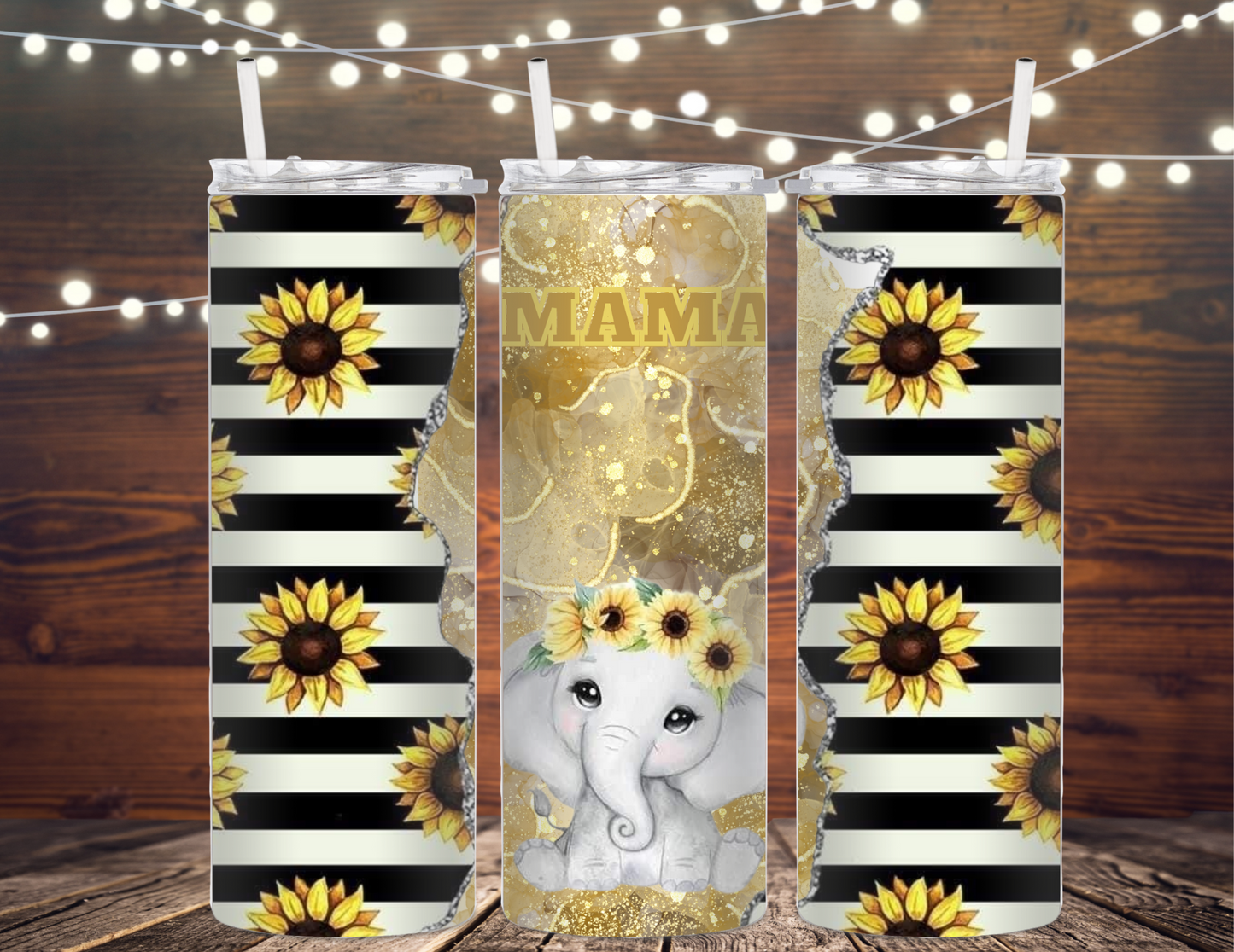 Sunflower and Elephant 20oz tumbler