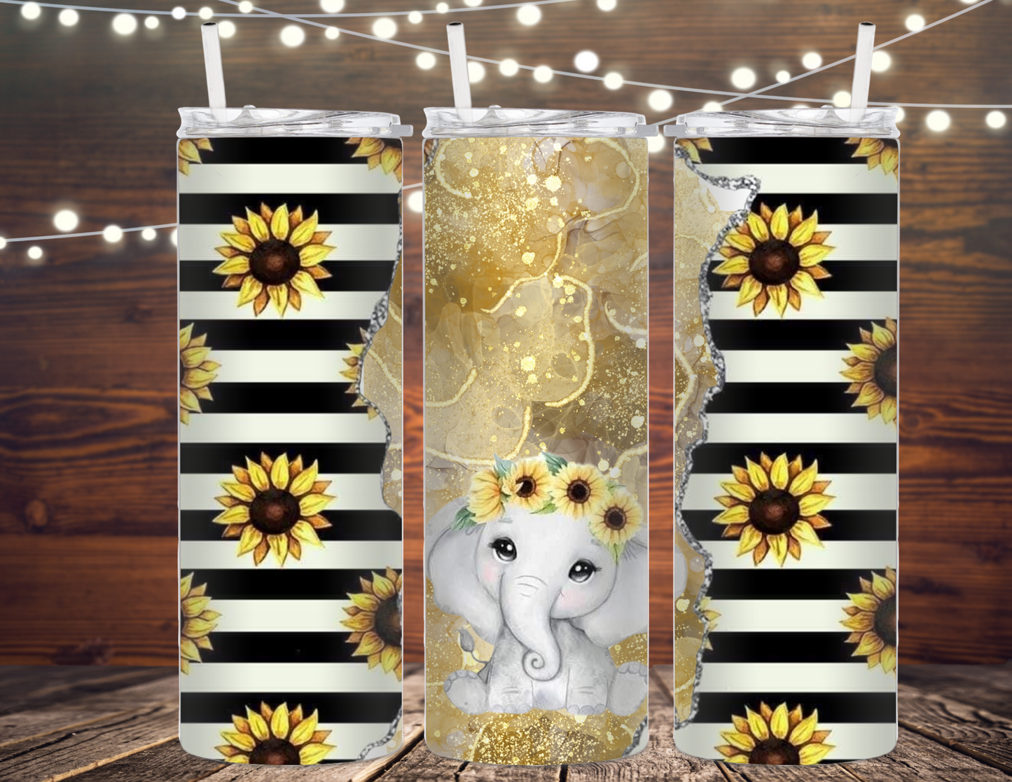 Sunflower and Elephant 20oz tumbler